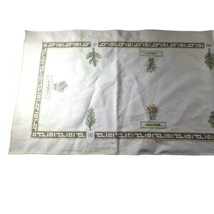 Table Runner Embroidered Herb cottagecore country grannycore kitchen linen vtg